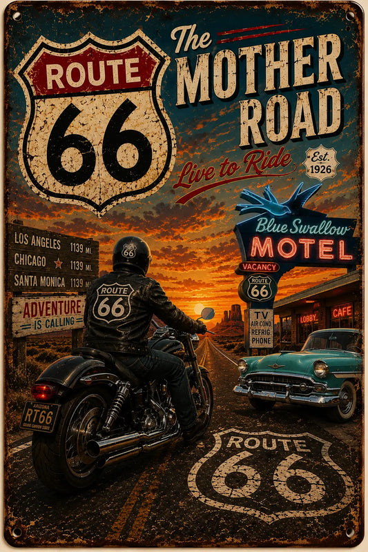 Adventure Is Calling Route 66 ~ Route 66 Rustic Vintage Metal Wall Decor