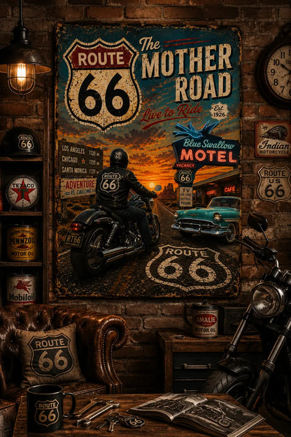 Adventure Is Calling Route 66 ~ Route 66 Rustic Vintage Metal Wall Decor